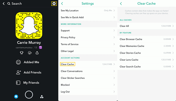 Cache leeren: Löschen Sie den Cache der Snapchat-App.
App deinstallieren und neu installieren: Deinstallieren Sie die Snapchat-App und installieren Sie sie erneut.
