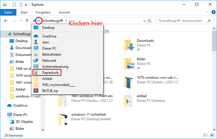 Öffnen Sie den Papierkorb auf Ihrem Desktop, indem Sie auf das Symbol doppelklicken.
Suchen Sie nach der Vcomp110.dll-Datei in der Liste der gelöschten Dateien.