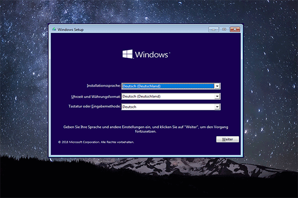 Starten Sie den Computer mit einer Windows-Installations-CD oder einem Wiederherstellungs-USB-Stick.
Befolgen Sie die Anweisungen auf dem Bildschirm, um Windows neu zu installieren.