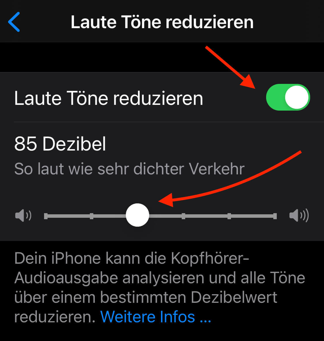 Stellen Sie sicher, dass die Lautstärke auf dem iPhone hoch genug ist
Überprüfen Sie die Audioeinstellungen und stellen Sie sicher, dass die Kopfhörer ausgewählt sind